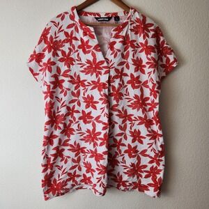 Lands' End Women's Size Large Sleeveless Top Red Floral